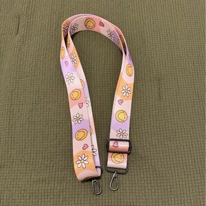 Cheerful Smiley and Daisy Strap - Pink and Yellow